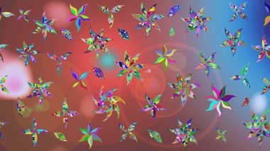 Moda baskısı, albüm, ambalaj kağıdı ve duvar kağıdı için zarif dekoratif süslemeler. Raster illüstrasyonu. Küçük çiçekli basit bir çiçek çizimi. Pembe renkte şirin çiçekler..