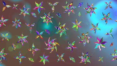 Renkli Bahar Teması eskiz kalıbı. Düz Çiçek Elementleri Tasarımı. Raster..