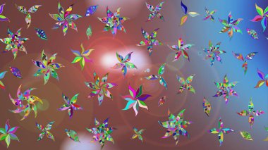 Raster illüstrasyonu. El çizimi çiçekli soyut çizim kalıbı. Kahverengi renkte çiçekler.