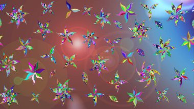 Raster illüstrasyonundaki çiçek desenli çizim. Kahverengi renkte çiçekler.