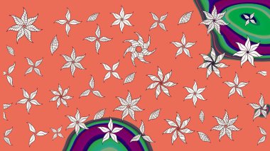 Raster illüstrasyonu. Çiçekli yumuşak bir eskiz şekli. Raster çiçekleri klasik tarzda çizilmiş. Turuncu renkte bahar çiçekleri..