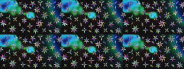 3D çiçekler, eskiz. Raster illüstrasyonu. Gri renklerde.