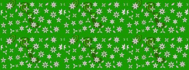 El çizimi çiçekli soyut çizim kalıbı. Raster illüstrasyonu. Yeşil renkte çiçekler.