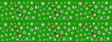 El çizimi çiçekli soyut çizim kalıbı. Raster illüstrasyonu. Yeşil renkte çiçekler.