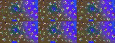 Renkli çizim kalıbı. Çiçek arkaplan. Çiçek duvar kâğıdı. Raster illüstrasyonu. Menekşe renklerinde sevimli tekstil.