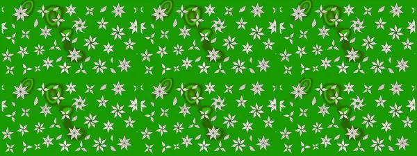 El çizimi çiçekli soyut çizim kalıbı. Raster illüstrasyonu. Yeşil renkte çiçekler.