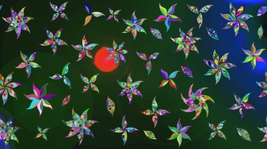 Çiçek desenli eskiz. Gömlek baskısı için çiçek boyası. Mavi renkte çiçekler.