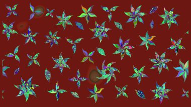 Kırmızı renklerde. 3D çiçekler, eskiz. Raster illüstrasyonu.