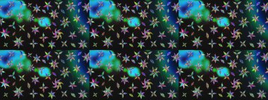 3D çiçekler, eskiz. Raster illüstrasyonu. Gri renklerde.