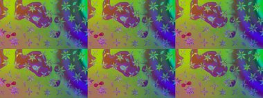 Soyut etnik raster çizim kalıbı. Arkaplan dokusu, duvar kağıdı, yeşil renkli çiçek teması. Kabile sanatı boho baskısı, klasik çiçek arkaplanı.