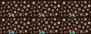 Kahverengi renklere karalama yapan çiçek desenli çizim. Raster illüstrasyonu.