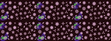 Raster. Kahverengi renkte güzel çiçekler, suluboya desenli eskiz deseni, duvar kağıdı, kart veya kumaş için fayanslı..