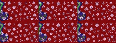 Hediye ambalaj kağıdı, tebrik kartları, posterler ve pankart tasarımı. Raster düz çiçek çizim deseni. Kırmızı renkte çiçekler.