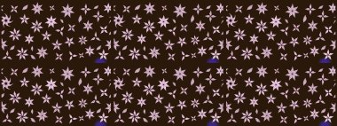 Raster illüstrasyonundaki çiçek desenli çizim. Kahverengi renkte çiçekler.