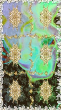 Tarafsız renklerde altın element. Antika altın tekrarlanabilir duvar kağıdı. Damask pürüzsüz yineleme kalıbı. Barok tarzında altın çiçekli süs..