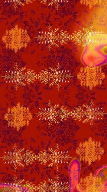 Yeni yıl kar tanesi. Düz kar karalama ikonları, kar taneleri kırmızı, turuncu ve sarı renkli siluetler noel afişleri, kartlar. Güzel soyut kar tanesi raster tasarımı..