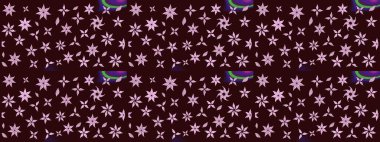 Renkli Bahar Teması eskiz kalıbı. Raster illüstrasyonundaki çiçek desenli çizim. Düz Çiçek Elementleri Tasarımı. Kahverengi renkte çiçekler.