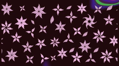 Raster illüstrasyonu. Şirin çiçekli eskiz deseni ve kahverengi renkli yapraklar, suluboya çiçek deseni, duvar kağıdı, kart veya kumaş için fayanslı.