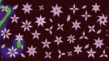 Kahverengi renkli çiçekler. Hediye ambalaj kağıdı, tebrik kartları, posterler ve pankart tasarımı. Raster düz çiçek çizim deseni.