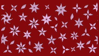 Şirin çiçekli, desenli, kırmızı renkli bir eskiz deseni. Tekstil için suluboya eskiz deseni. El çizimi çiçek çizimi deseni (fayans)).