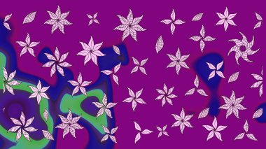 Raster illüstrasyonundaki çiçek desenli çizim. Mor renkte çiçekler.