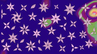 Yaz çiçekleri teması. El çizimi, soyut ve süslü elementler. Suluboya resim taklit Raster çizimi. Mavi renkler. Klasik çiçekler..