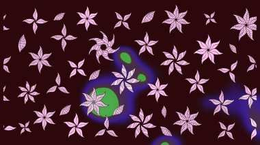 Parlak renkli çiçekleri ve kahverengi renkli yaprakları olan harika bir çiçek deseni. Modern çiçek arkaplanı. Moda baskıları için zarif bir şablon. Halk stili.