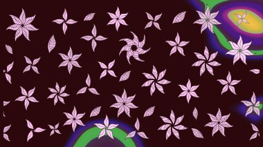 Raster deseni. Bahar çiçekleriyle desen dalla, kahverengi renklerle çiçek siluetiyle.