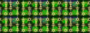 Kışın sembolü. Raster illüstrasyon kar taneleri. Güzel dekorasyon. Yeşil, mavi ve sarı renkli suluboya kar taneleri.