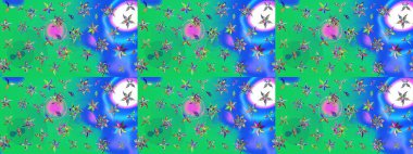 Güzel kumaş deseni. Raster suluboya deseni, narin çiçekler, yeşil çiçekler, tebrik kartı şablonu..