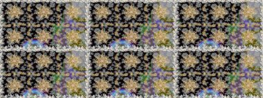 Gri renklerde, altın elementlerle kusursuz desen. Klasik klasik klasik arka plan. Geleneksel oryantasyon süsü. Kusursuz klasik raster altın desenli.