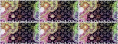 Etnik Mandala havlusu. Raster Henna tarzı. Tebrik kartı geçmişi, boyama kitabı, arkaplan ve tekstil için kullanılabilir. Kusursuz süs izi. Sınır Hindistan çiçek desenli paisley patentli.