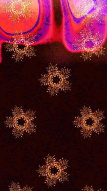 Siyah, kahverengi ve kırmızı renkler üzerine illüstrasyon. Basit bir kar tanesi. Soyut duvar kâğıdı, ambalaj dekorasyonu. Kışın sembolü, mutlu noeller, mutlu yeni yıl kutlaması Raster illüstrasyonu..