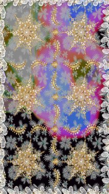 Gri renkli Raster altın deseni. Soyut duvar kâğıdı, ambalaj dekorasyonu. Kış sembolü, Mutlu Noeller, Mutlu yıllar 2019. Altın kar taneleri basit, pürüzsüz desen.