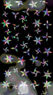 Raster çiçek desenli çiçek deseni, yapraklar, dekoratif elementler, sıçrama, lekeler, el çizimi kontur çizgileri ve Doodle çizim stili, grafik raster çizim çizimi.