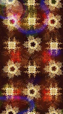 Düz kar karalama ikonları, yılbaşı afişi için kar taneleri silueti, kartlar. Yeni yıl kar tanesi. Şirin soyut kar taneleri kahverengi, sarı ve kırmızı renkler üzerine raster tasarımı.