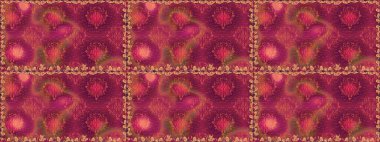 Raster illüstrasyonunda kusursuz çiçek deseni. Kırmızı renkte çiçekler. Düz Çiçek Elementleri Tasarımı. Renkli Bahar Teması Kusursuz Arkaplan.