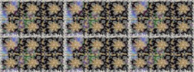 Gri renklerdeki altın element. Damask arkaplanı tekerrür ediyor. Barok tarzında altın çiçek süsü. Antika altın tekrarlanabilir duvar kağıdı.