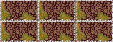 Çiçekli, suluboya desenli kusursuz çiçek deseni. Düz Çiçek Elementleri Tasarım Raster illüstrasyonu. Kahverengi renkte çiçekler. Renkli Bahar Teması Özelliksiz Arkaplan.