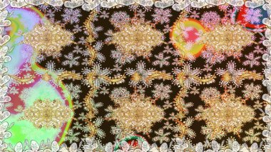 Geleneksel klasik raster altın pürüzsüz desen. Kahverengi renklerde altın elementler. Barok tarzında kusursuz bir doğulu süsü..