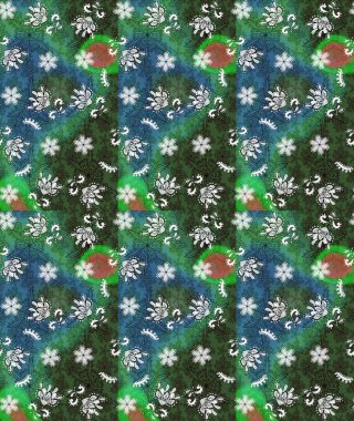 Raster illüstrasyonundaki çiçek desenli çizim. Renkli Bahar Teması eskiz kalıbı. Yeşil renkli çiçekler. Düz Çiçek Elementleri Tasarımı.