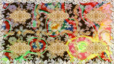 Kusursuz altın desen. Bej renklerde ve altın elementlerle. Raster doğulu süsü.