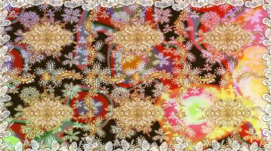 Kahverengi renkli ve altın elementli klasik, pürüzsüz desen. Raster illüstrasyonu.