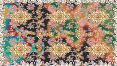 Bej renklerde geleneksel, klasik, altın, pürüzsüz desen. Barok tarzında kusursuz bir doğulu süsü..