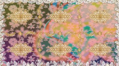 Geleneksel oryantasyon süsü. Raster illüstrasyonu. Kusursuz klasik raster altın desenli. Klasik klasik klasik arka plan. Altın elementlerle bej renklerde pürüzsüz desen.