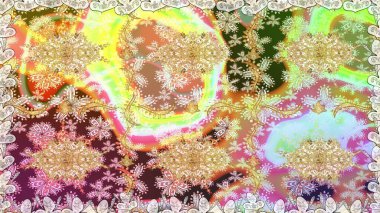 Altın elementlerle nötr renklerde altın desen. Raster oryantal süs. Geleneksel klasik altın desen. Barok tarzında kusursuz bir doğulu süsü..