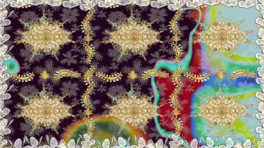 Oriental raster klasik kahverengi ve altın desenli. Raster illüstrasyonu. Kusursuz soyut arkaplan.