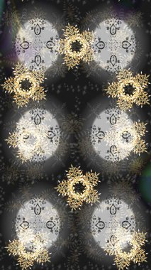 Noel ve yeni yıl moda baskıları için tatil tasarımı. Gri, nötr ve kahverengi kar taneleri. Kar tanelerinin soyut arkaplanı olan şirin bir Noel arkaplanı. Raster illüstrasyonu. Renkler.