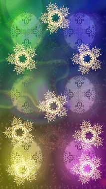 Kar Tanesi Raster illüstrasyonu. Yeşil, mavi ve nötr renklerde izole edilmiş. Kar Tanesi Simgesi. Kış kar taneleri.