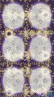 Tarafsız, gri ve mor renkler üzerine şirin soyut kar taneleri raster tasarımı. Yeni yıl kar tanesi. Düz kar karalama ikonları, kar taneleri silueti Noel afişi için, kartlar.